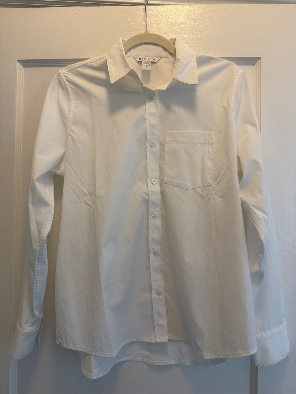 Athleta White Performance Button Down Shirt Long Sleeve S